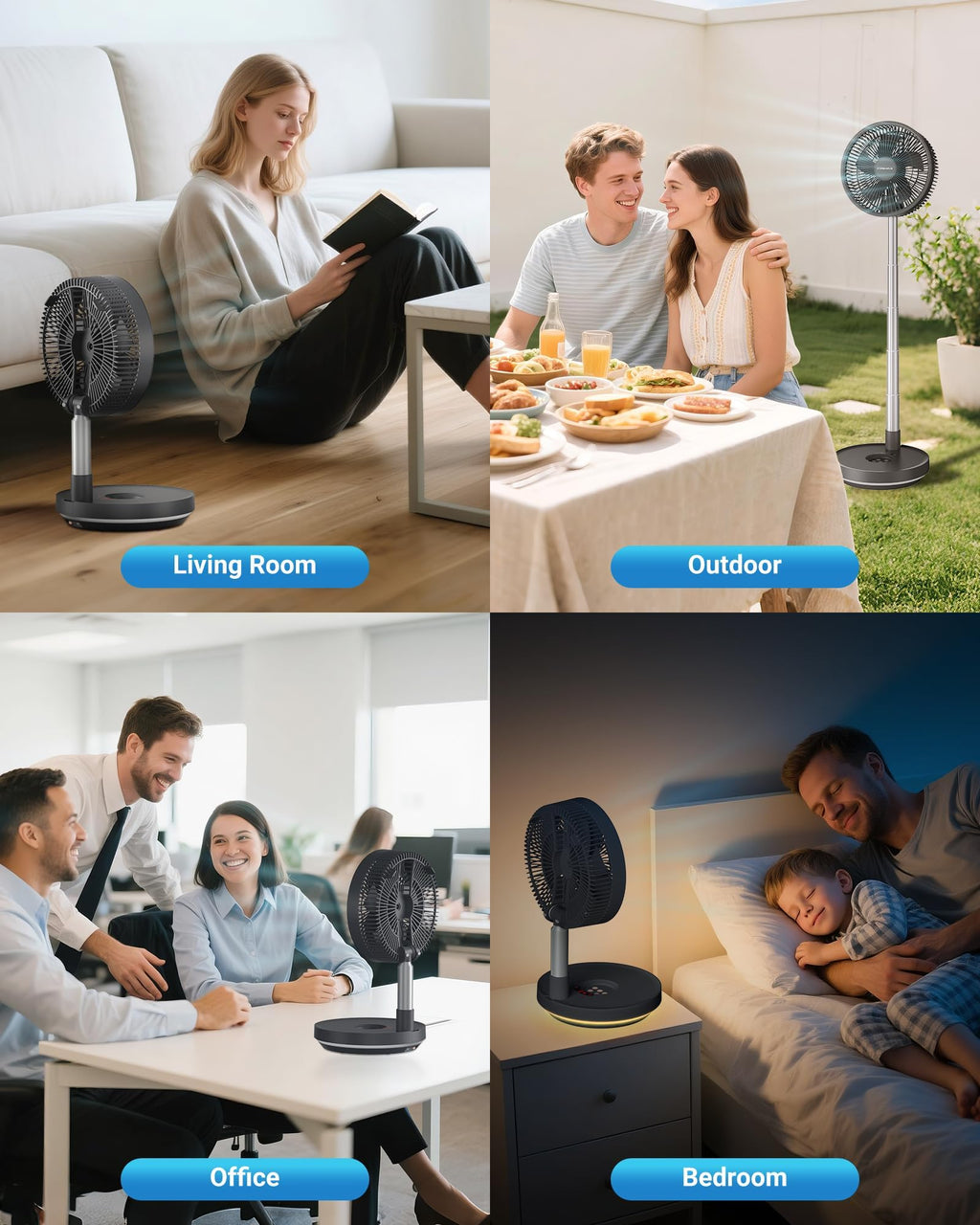 10" Portable Oscillating Fan with 10000mAh Rechargeable Battery Q6735