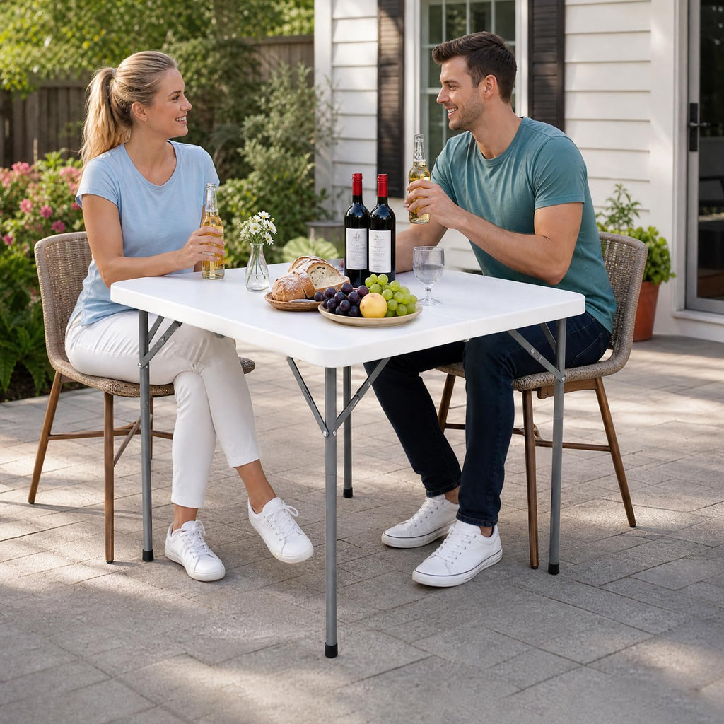 White Square Folding Card Table K240