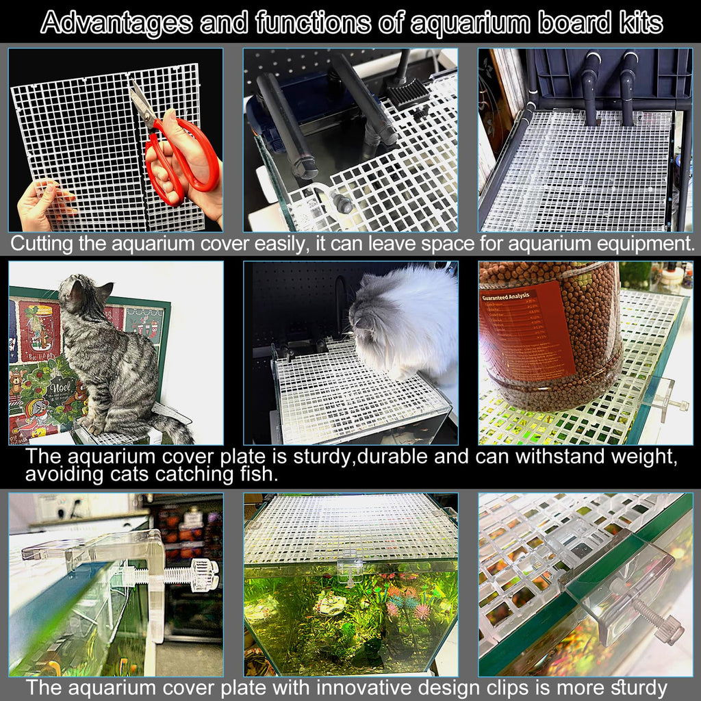 Aquarium Lid Fish Tank Top Cover Plastic Grid Panel X89134