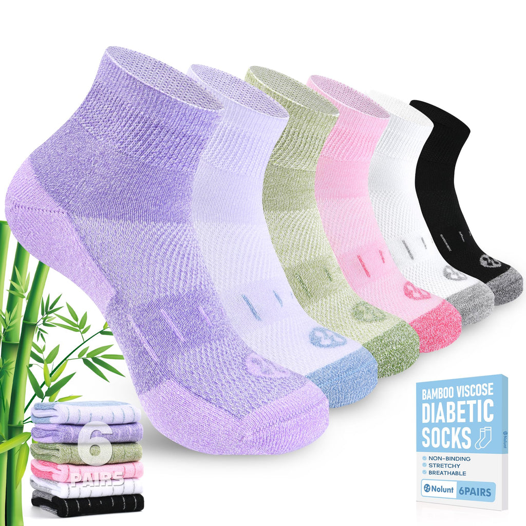 6 Pairs Wide Bamboo Viscose Non Binding Socks H140845
