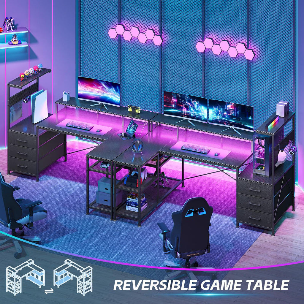 L Shaped Gaming Desk with Drawers I10004