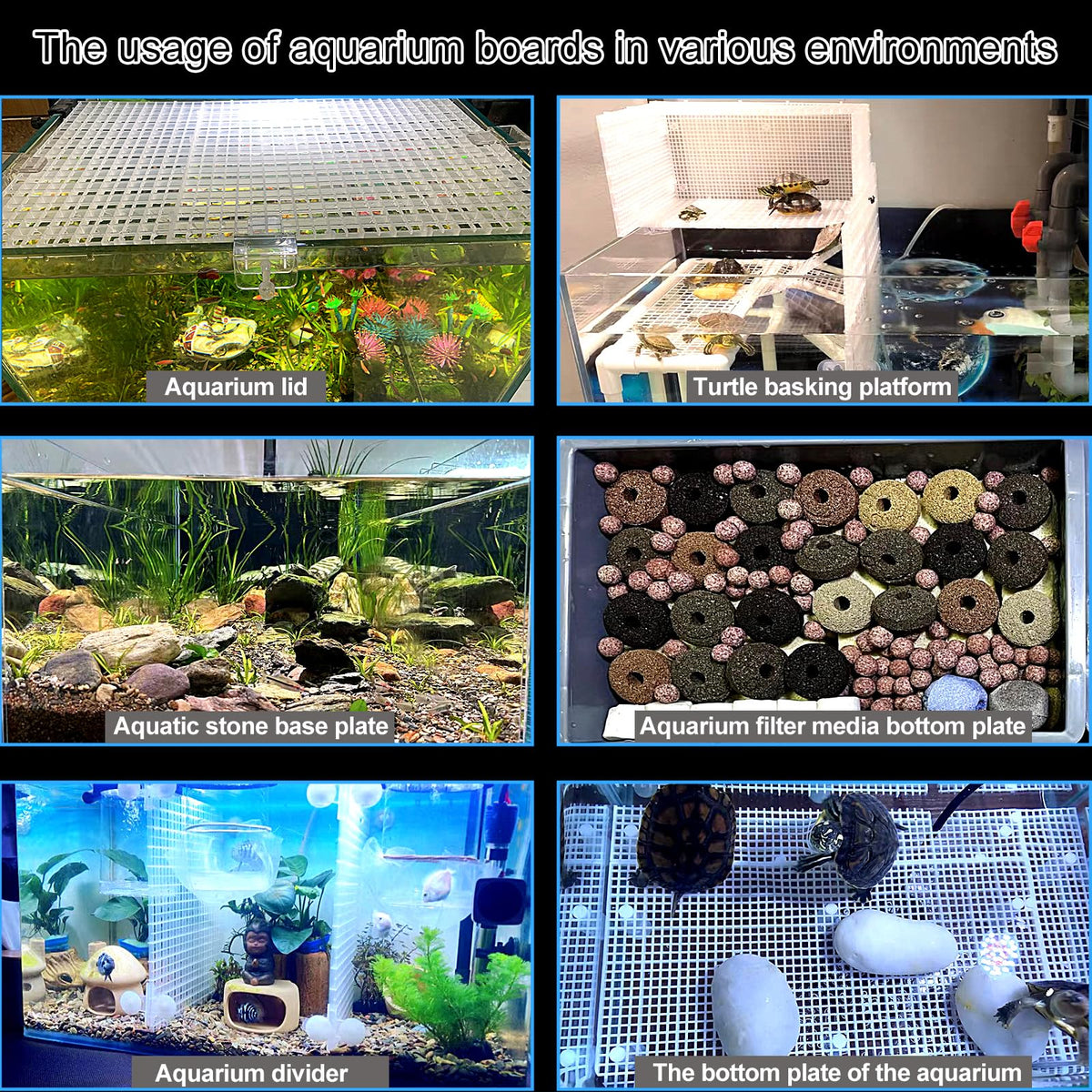 Aquarium Lid Fish Tank Top Cover Plastic Grid Panel X89134