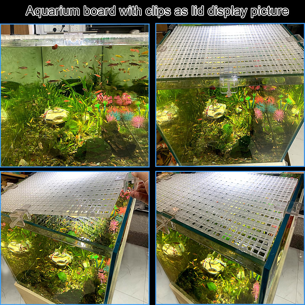 Aquarium Lid Fish Tank Top Cover Plastic Grid Panel X89134