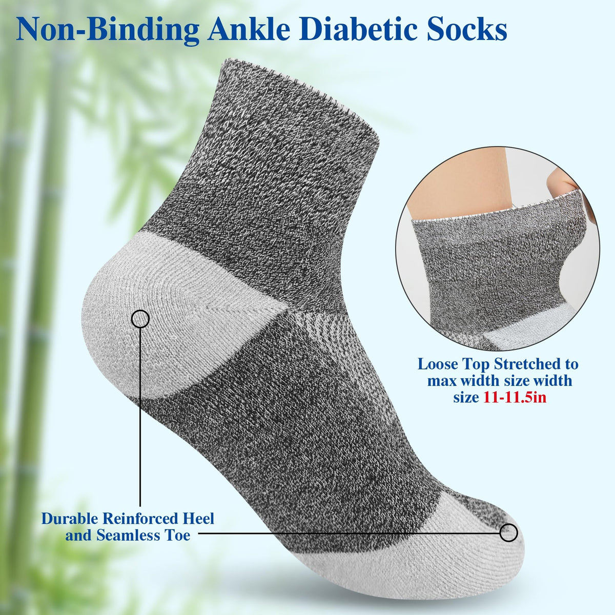 Diabetic Socks for Men, 10 Pairs Ankle & Low Cut Size 9-15 U8196