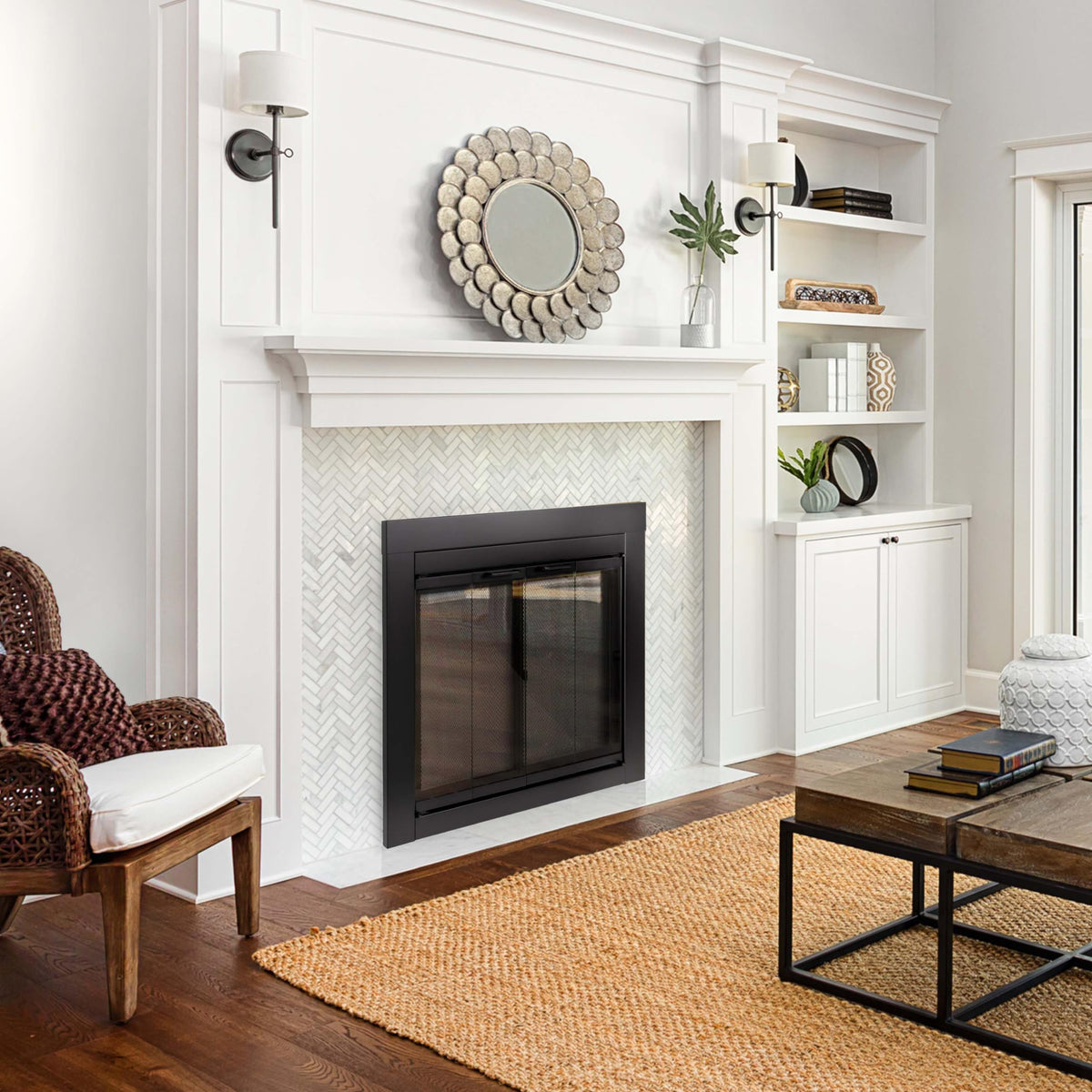 Black Medium Fireplace Screen L46116